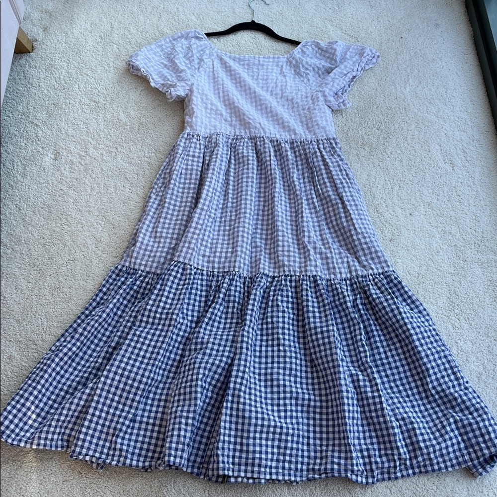 Madewell Patchwork Gingham Button-Front Tiered Mi… - image 8